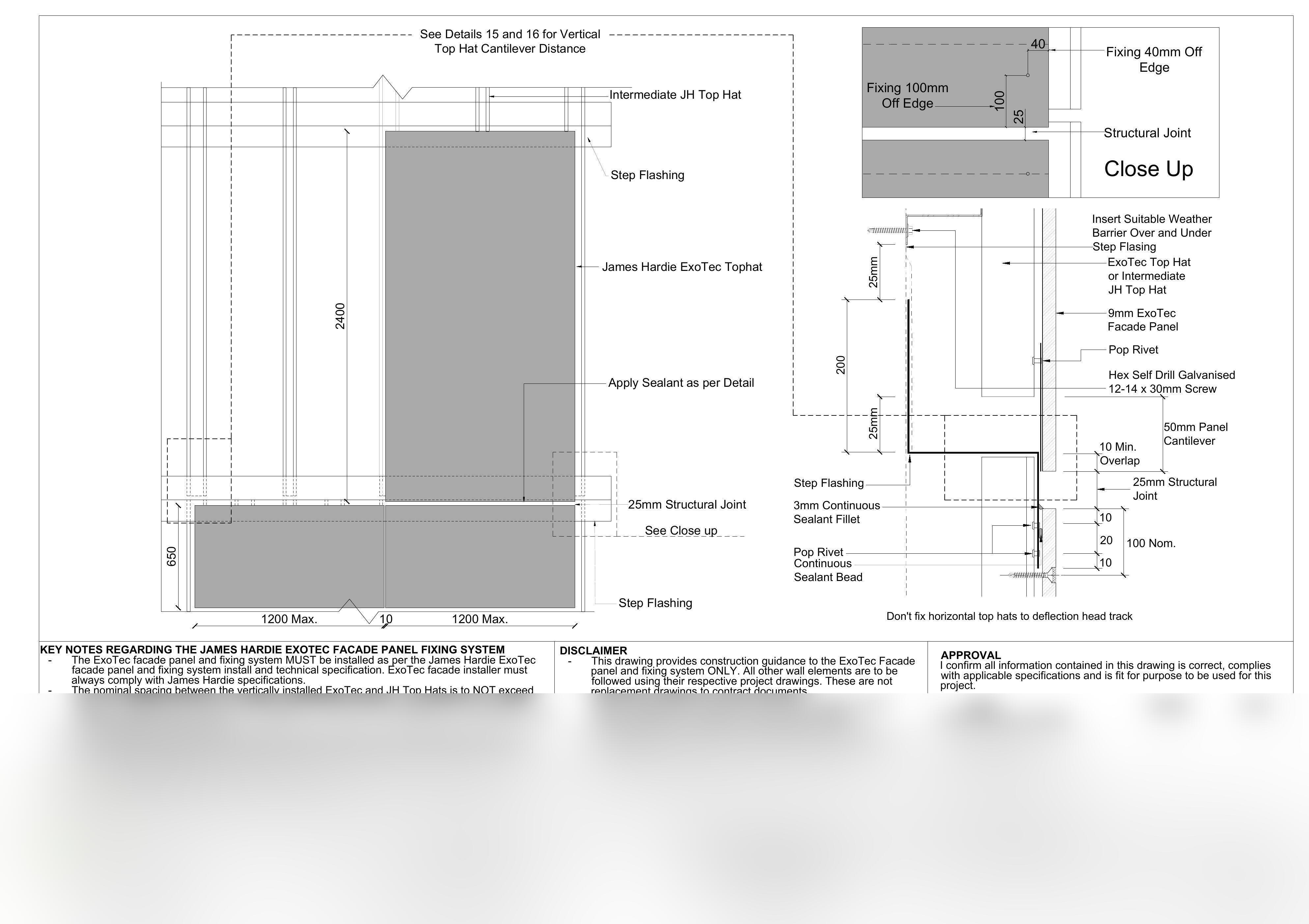 Horizontal structural joint detail workshop drawing