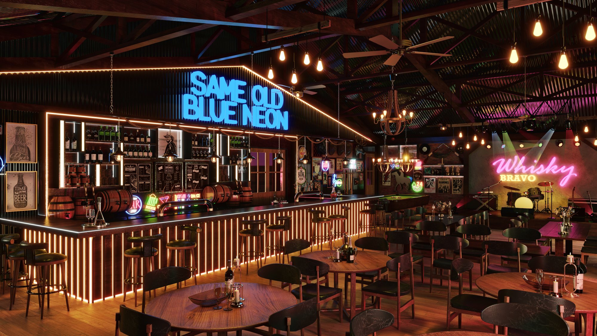 Whisky Bravo Neon Bar