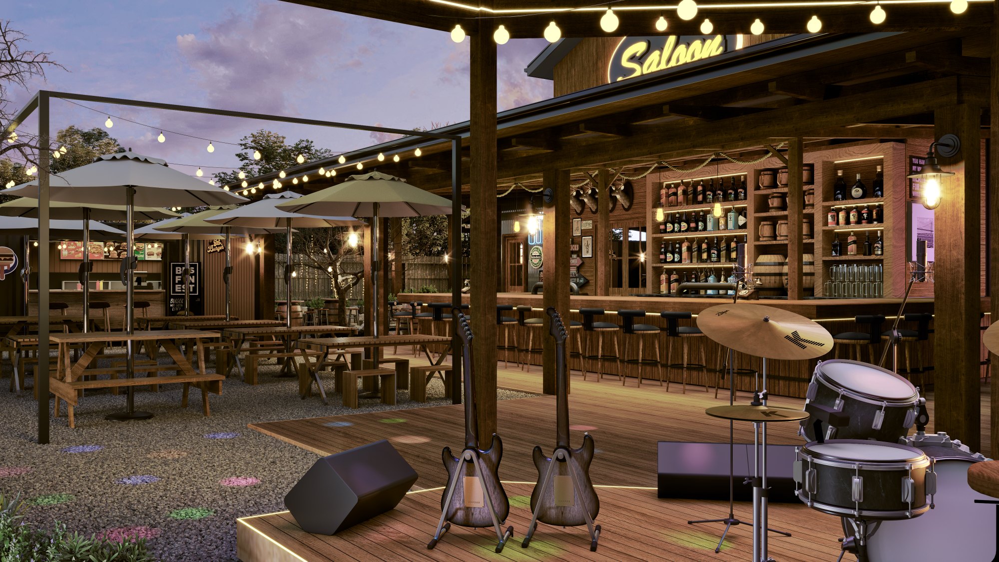 Saloon Outdoor Dining & Stage