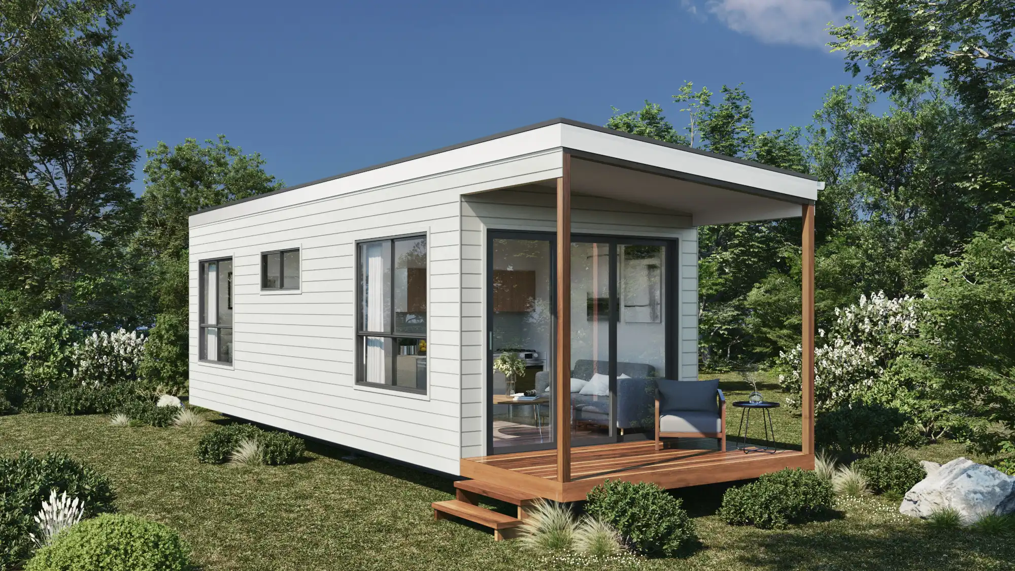 3D render of a granny flat and kit home